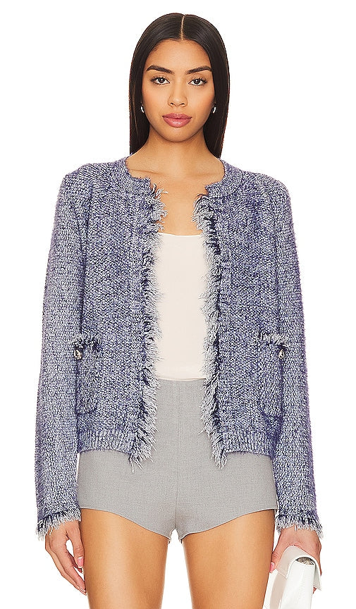 Line & Dot Bonny Fringe Cardigan in Blue - Line & Dot - Cardigan à franges Bonny en bleu - 蓝色 Line & Dot Bonny 流苏开衫 - Line & Dot Bonny Fransen-Cardigan in Blau - Line & Dot Bonny 프린지 가디건블루 색상 - Cardigan con frange Line & Dot Bonny in blu