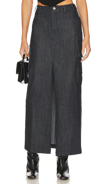 Line & Dot Mora Maxi Skirt in Blue - Line & Dot - Jupe longue Mora en bleu - 蓝色 Line & Dot Mora 长裙 - Line & Dot Mora Maxirock in Blau - Line & Dot 모라 맥시 스커트 in 블루 - Gonna lunga Line & Dot Mora in blu