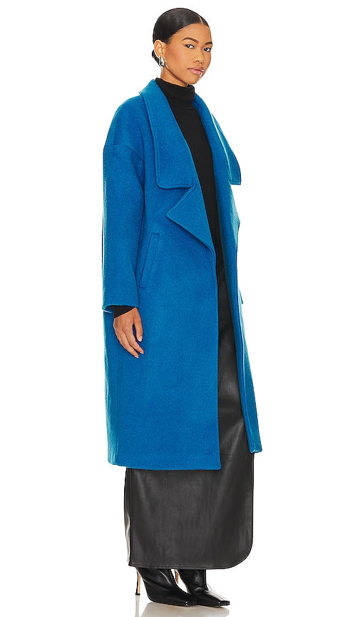 Line & Dot Roman Coat in Blue