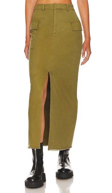 Line & Dot Summer Maxi Skirt in Olive - Jupe longue d'été Line & Dot en olive - 橄榄色线条与圆点夏季长裙 - Line & Dot Sommer-Maxirock in Oliv - Line & Dot 여름 맥시 스커트 - Gonna lunga estiva Line & Dot in verde oliva