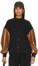 Line & Dot Varsity Jacket in Black