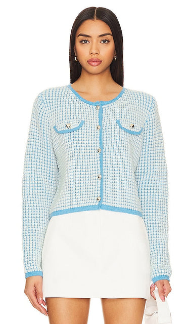 Line & Dot Warm Your Heart Cardigan in Blue - Line & Dot - Cardigan Warm Your Heart en bleu - Line & Dot 温暖你的心蓝色开衫 - Line & Dot Warm Your Heart Cardigan in Blau - Line & Dot Warm Your Heart 가디건 블루 색상 - Cardigan Line & Dot Warm Your Heart in blu
