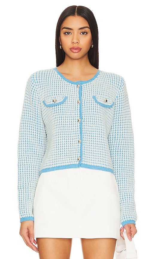 Line & Dot Warm Your Heart Cardigan in Blue - Line & Dot - Cardigan Warm Your Heart en bleu - Line & Dot 温暖你的心蓝色开衫 - Line & Dot Warm Your Heart Cardigan in Blau - Line & Dot Warm Your Heart 가디건 블루 색상 - Cardigan Line & Dot Warm Your Heart in blu