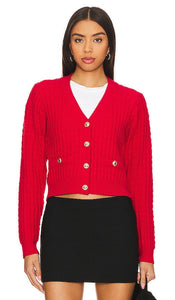 Line & Dot Wish Cardigan in Red - Cardigan Line & Dot Wish en rouge - 红色 Line & Dot Wish 开衫 - Line & Dot Wish Cardigan in Rot - Line & Dot Wish 가디건레드 색상 - Cardigan Line & Dot Wish in rosso
