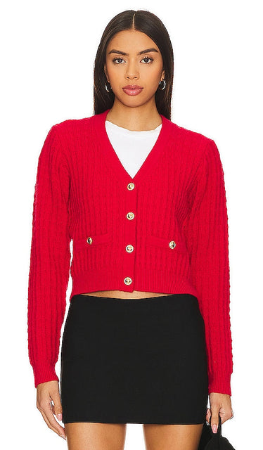 Line & Dot Wish Cardigan in Red - Cardigan Line & Dot Wish en rouge - 红色 Line & Dot Wish 开衫 - Line & Dot Wish Cardigan in Rot - Line & Dot Wish 가디건레드 색상 - Cardigan Line & Dot Wish in rosso