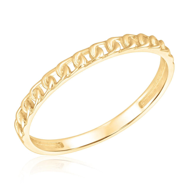 Link Chain Design Yellow Gold Wedding Band - Embrace Collection - Size 10