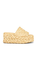 Loeffler Randall Aaron Sandal in Neutral | Natural Woven Straw Slides for Women