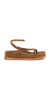 Loeffler Randall Ankle Wrap Footbed Sandal in Brown | Cacao Platform Sandals for Women