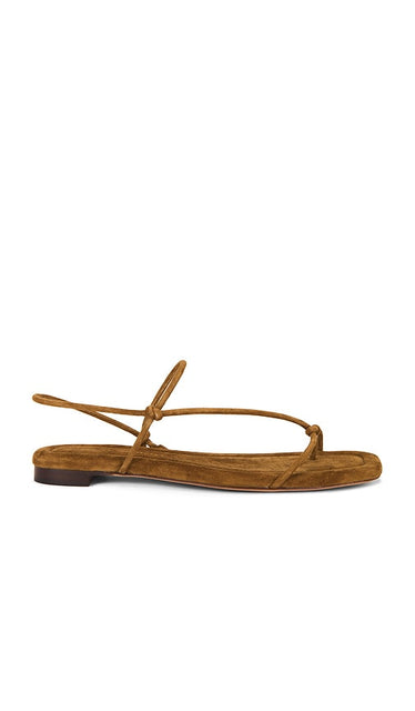 Loeffler Randall Eleanor Sandal in Brown | Cacao Flat Sandals for Women
