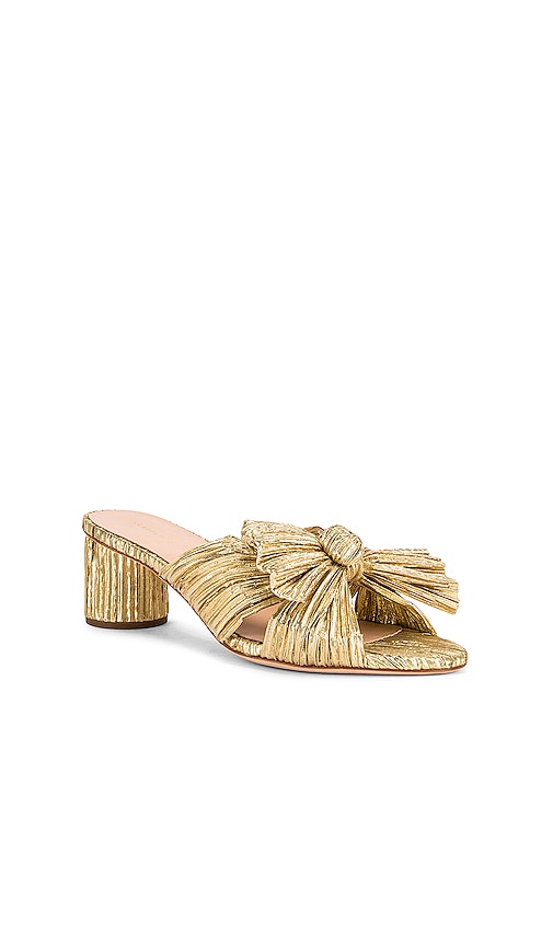 Loeffler Randall Emilia Pleated Knot Mule in Metallic Gold