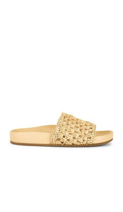 Loeffler Randall Henri Sandal in Nude | Natural Crochet Straw Slides for Women