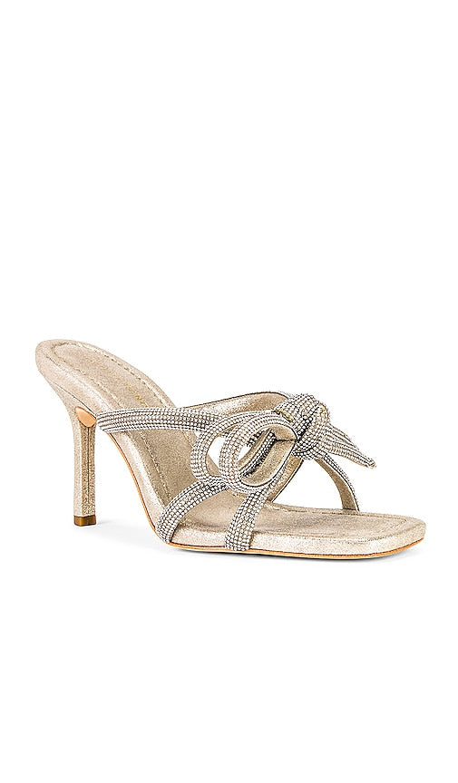 Loeffler Randall Leather Bow Heeled Sandal in Neutral