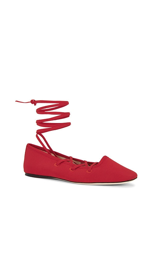 Loeffler Randall Louisa Lace Up Ballet Flat in Red
