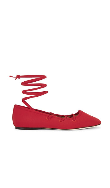 Loeffler Randall Louisa Lace Up Ballet Flat in Red | Red Ballet Flats for Women