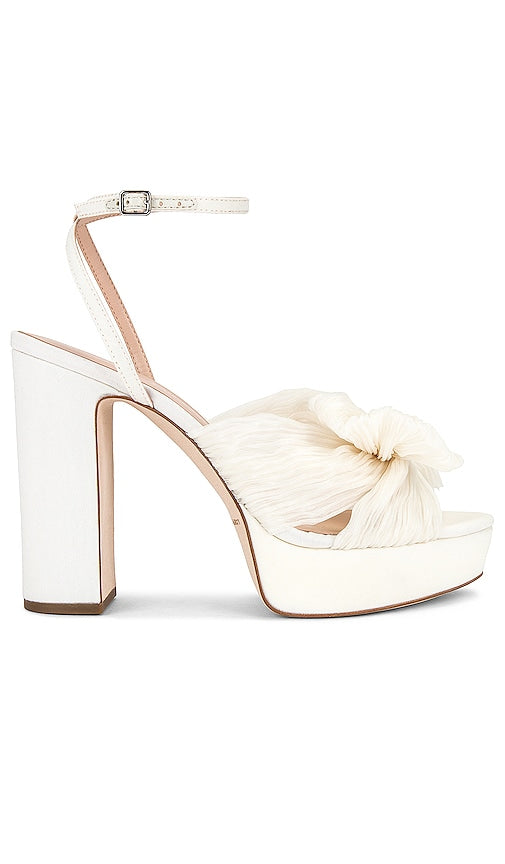 Loeffler Randall Natalia Pleated Knot Platform in White - Loeffler Randall Natalia Plate-forme à nœuds plissés en blanc - Loeffler Randall Natalia 白色褶裥结厚底鞋 - Loeffler Randall Natalia Plissee-Knoten-Plattform in Weiß - Loeffler Randall Natalia 플리츠 매듭 플랫폼 화이트 색상 - Loeffler Randall Natalia Piattaforma con nodo plissettato in bianco