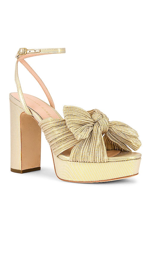 Loeffler Randall Natalia Pleated Platform Sandal in Metallic Gold
