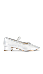 Loeffler Randall Odile Ballet Pump in Metallic Silver, grey | Silver Pump Heels for Women
