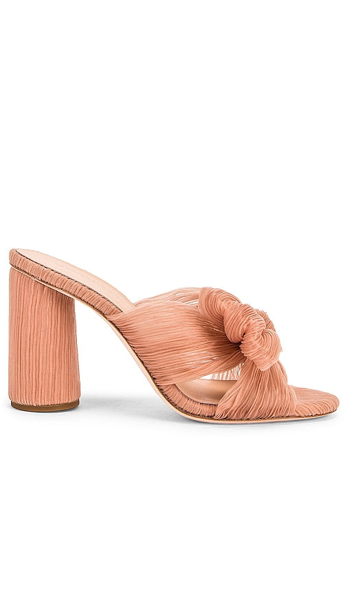 Loeffler Randall Penny Pleated Knot Mule in Blush - Loeffler Randall - Penny - Mules à nœud plissé - Blush - Loeffler Randall Penny 褶裥结结穆勒鞋（粉色） - Loeffler Randall Penny Plissee-Knoten-Mule in Blush - Loeffler Randall 페니 플리츠 매듭 뮬 - Loeffler Randall Penny Mules con nodo plissettato in blush