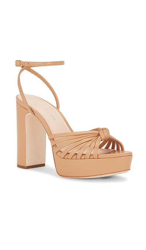 Loeffler Randall Rivka Leather Knot Platform Sandal in Tan