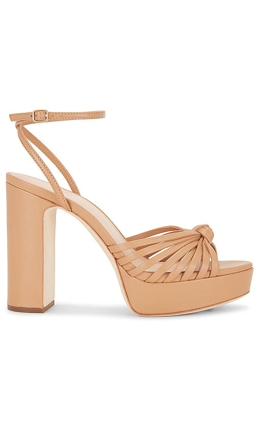 Loeffler Randall Rivka Leather Knot Platform Sandal in Tan - Loeffler Randall Sandale à plateforme en cuir avec nœud Rivka en beige - Loeffler Randall Rivka 黄褐色皮革结饰厚底凉鞋 - Loeffler Randall Rivka Lederknoten-Plateausandale in Hellbraun - Loeffler Randall Rivka 가죽 매듭 플랫폼 샌들(탠 브라운 색상) - Sandalo con plateau e nodo in pelle Loeffler Randall Rivka color marrone chiaro