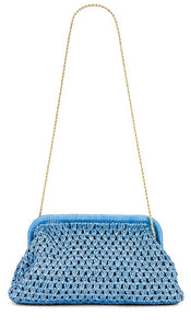 Loeffler Randall Trudie Frame Crochet Clutch in Blue