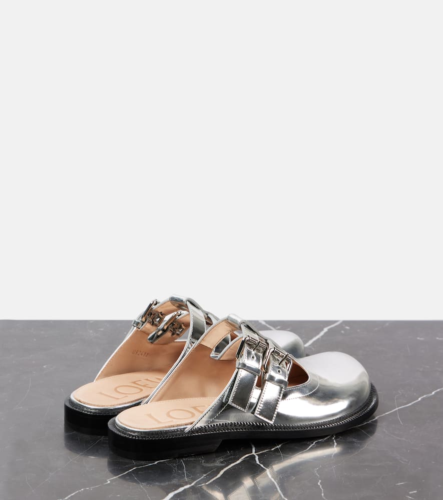 Loewe Campo metallic leather Mary Jane flats