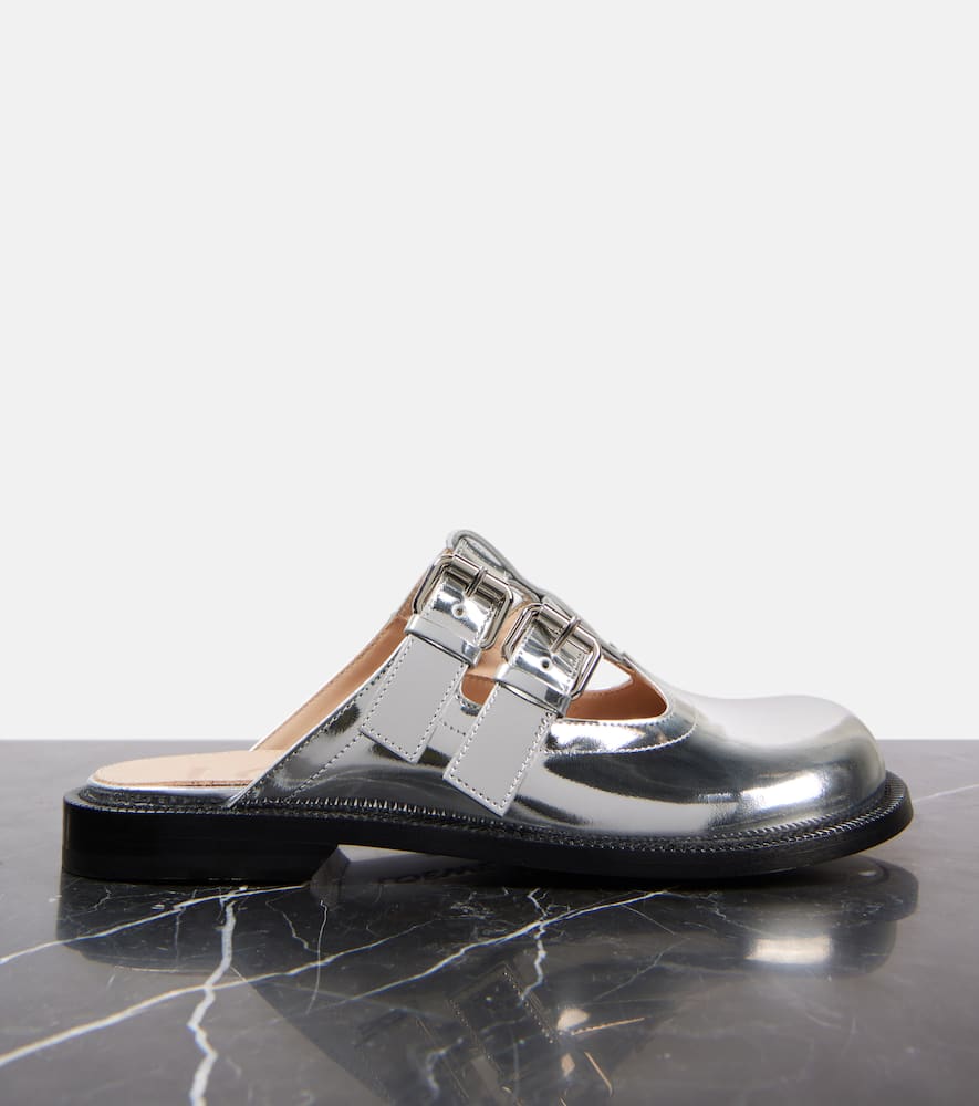 Loewe Campo metallic leather Mary Jane flats