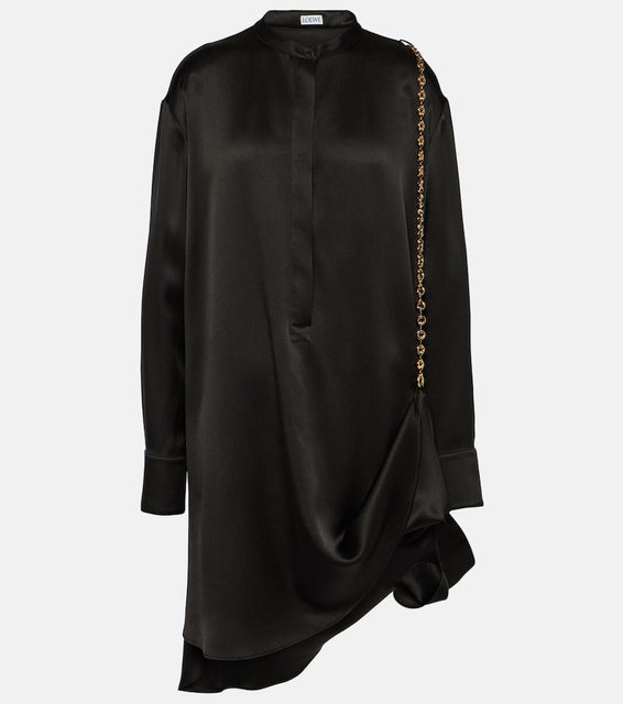 Loewe Chain-detail silk satin shirt dress