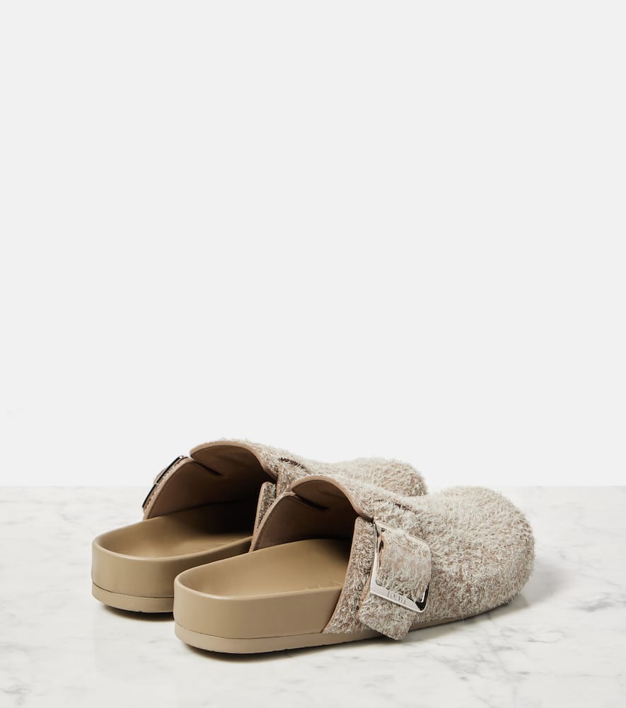 Loewe Ease Buckle brushed suede mules