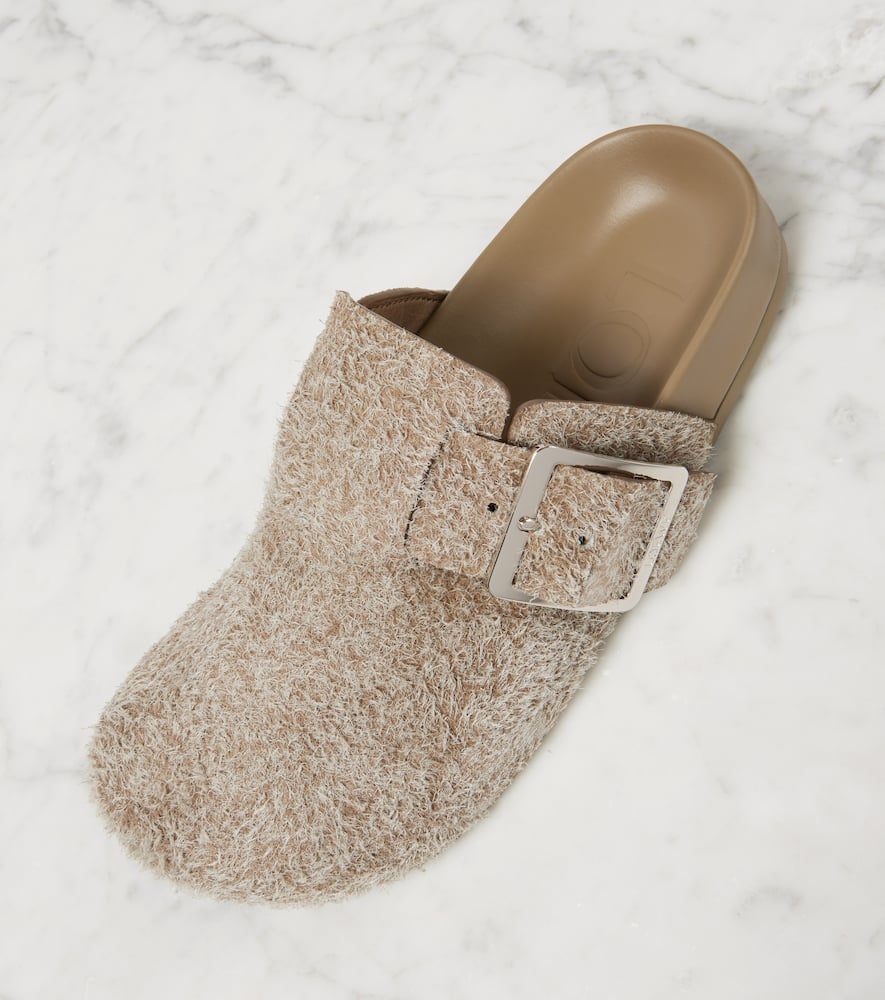 Loewe Ease Buckle brushed suede mules