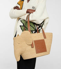 Loewe Elephant Basket raffia tote bag