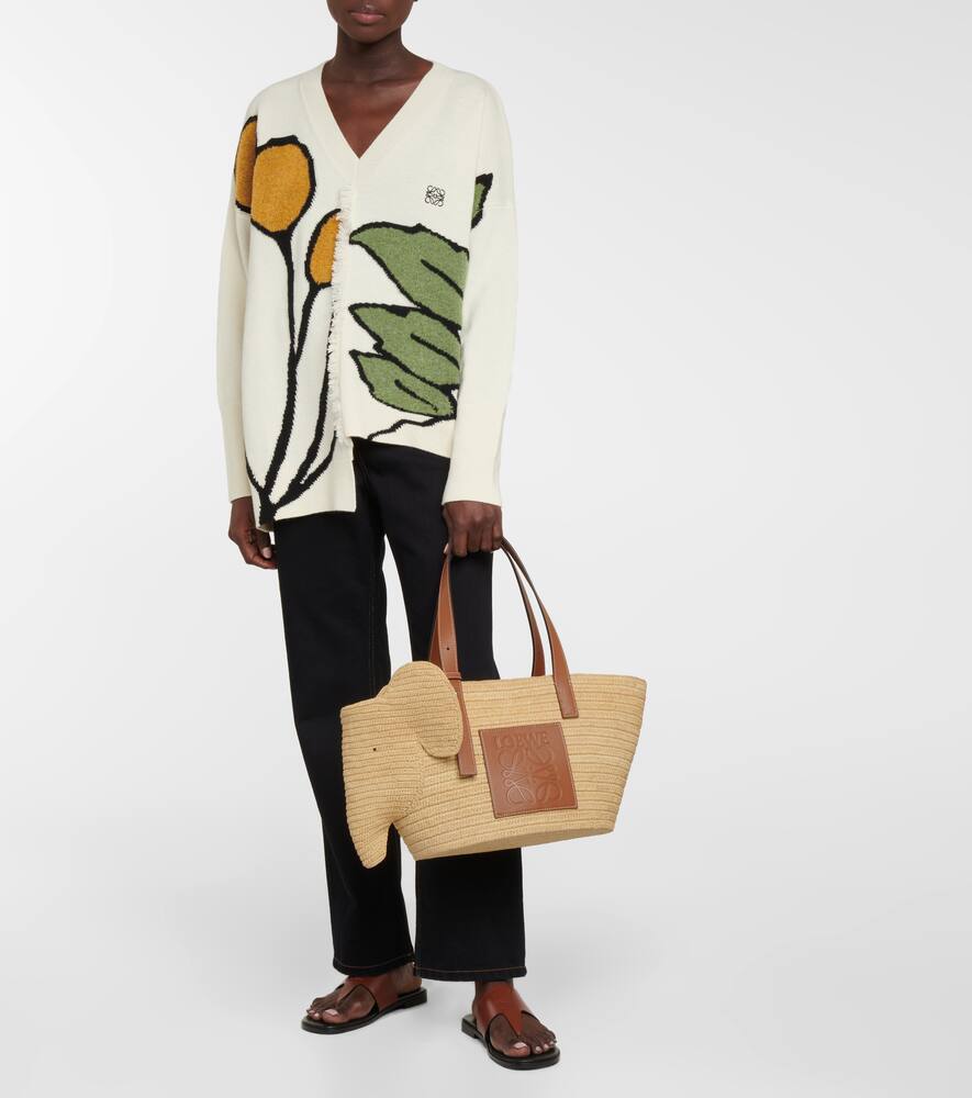 Loewe Elephant Basket raffia tote bag