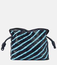 Loewe Flamenco Mini striped leather clutch. Shop Loewe Clutches for women now.