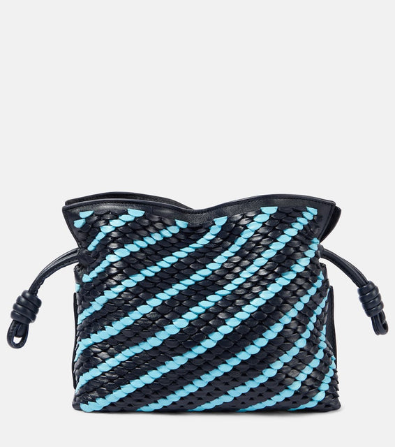 Loewe Flamenco Mini striped leather clutch. Shop Loewe Clutches for women now.