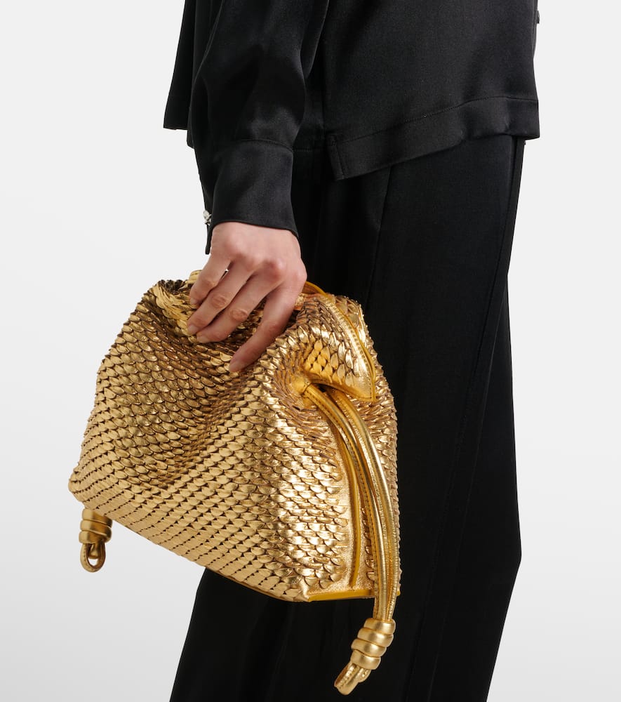 Loewe Flamenco Small metallic leather clutch