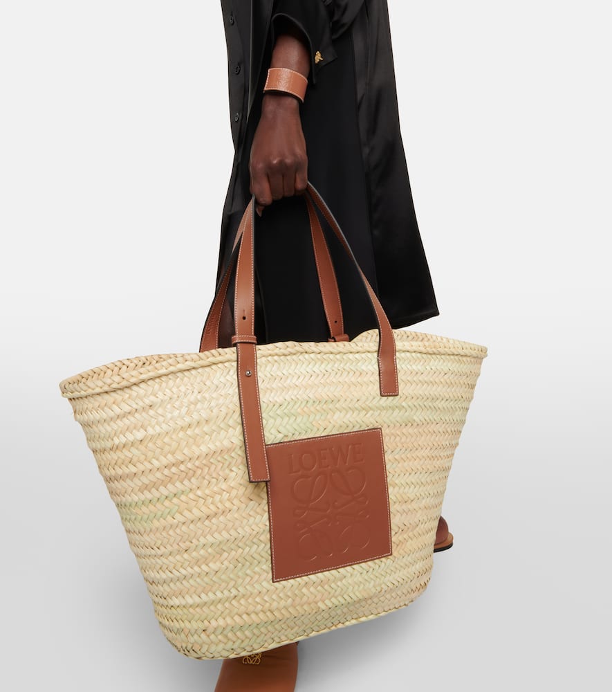 Loewe Large leather-trimmed basket tote