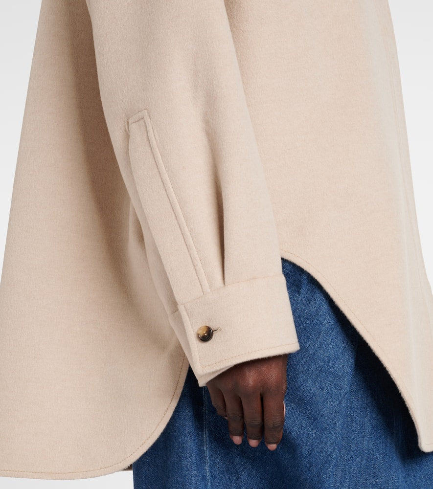 Loewe Leather-trimmed wool and cashmere overshirt