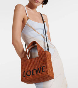 Loewe Paula's Ibiza Font Small raffia tote bag