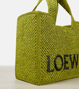 Loewe Paula's Ibiza Font Small raffia tote bag