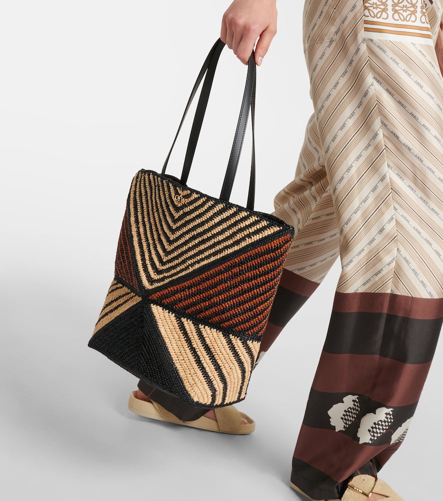 Loewe Paula's Ibiza Puzzle Fold Medium raffia tote bag
