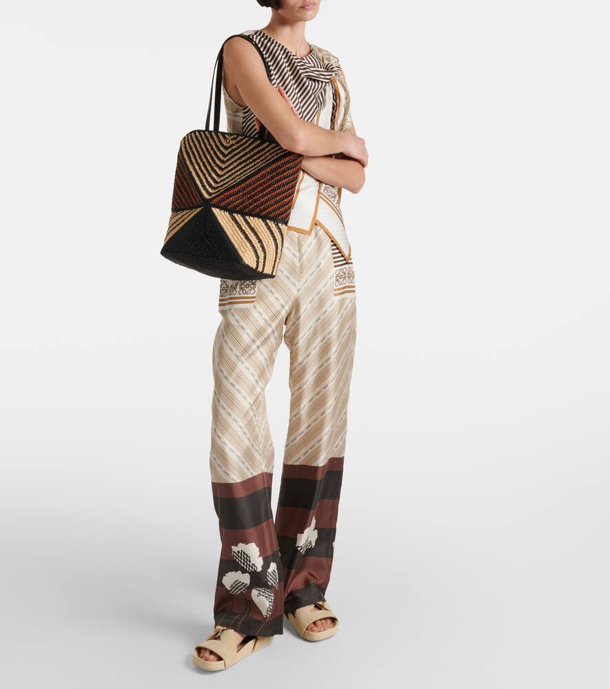 Loewe Paula's Ibiza Puzzle Fold Medium raffia tote bag