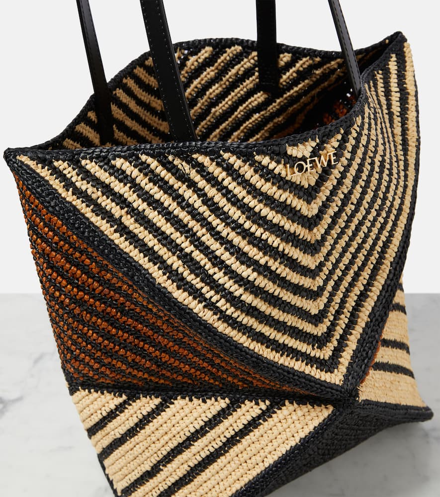 Loewe Paula's Ibiza Puzzle Fold Medium raffia tote bag