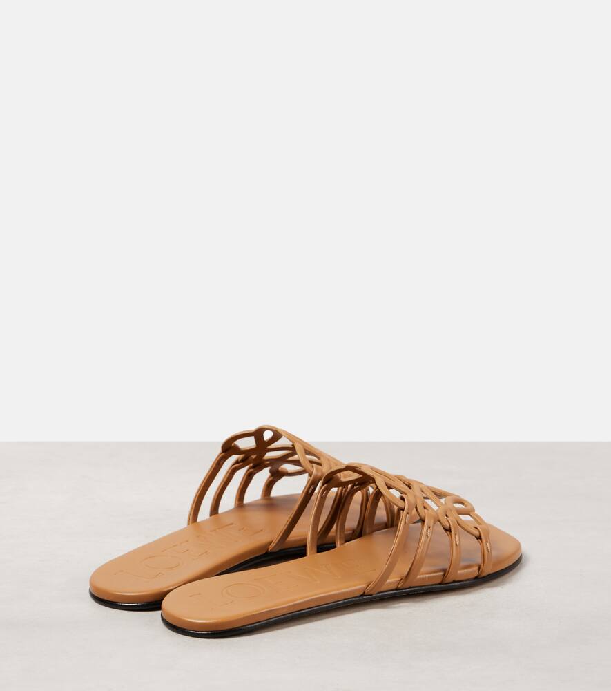 Loewe Petal Anagram leather slides