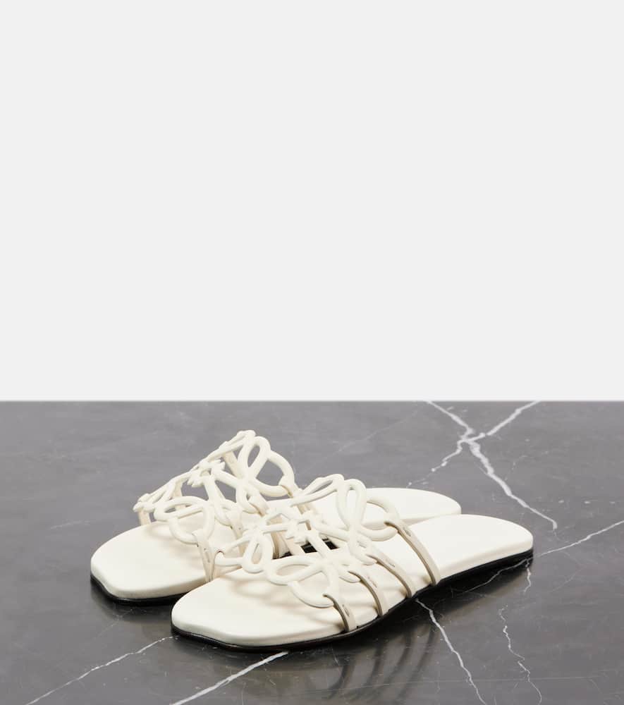 Loewe Petal Anagram leather slides
