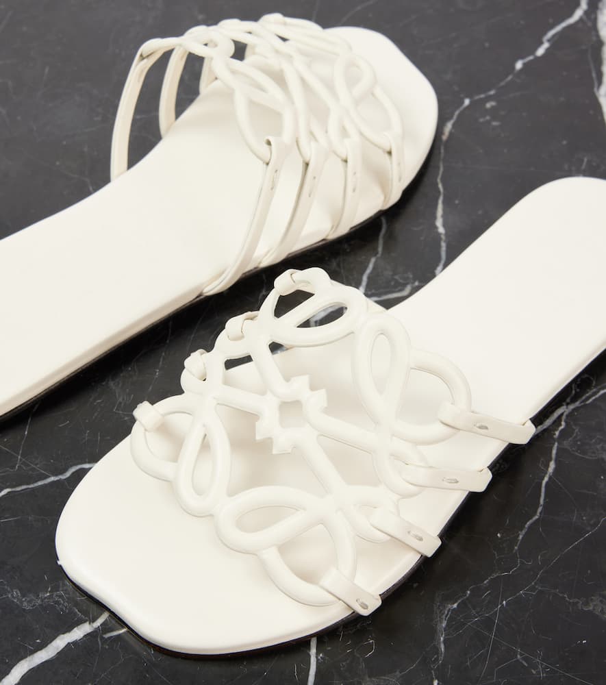 Loewe Petal Anagram leather slides