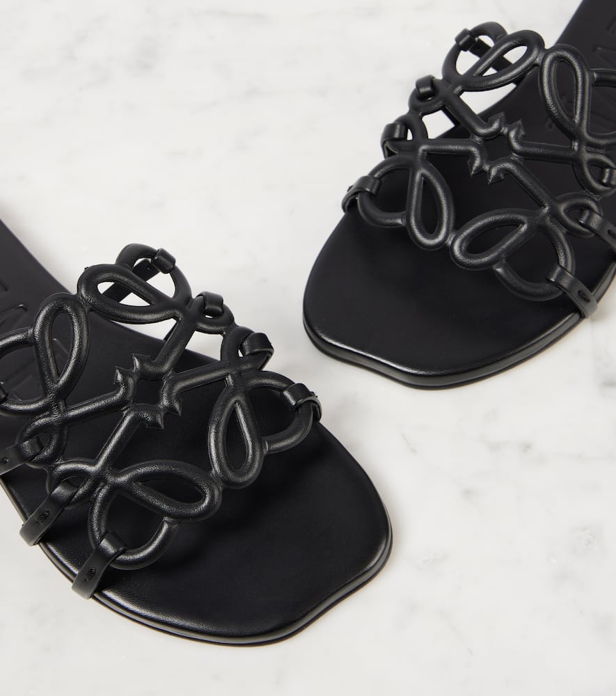 Loewe Petal Anagram leather slides