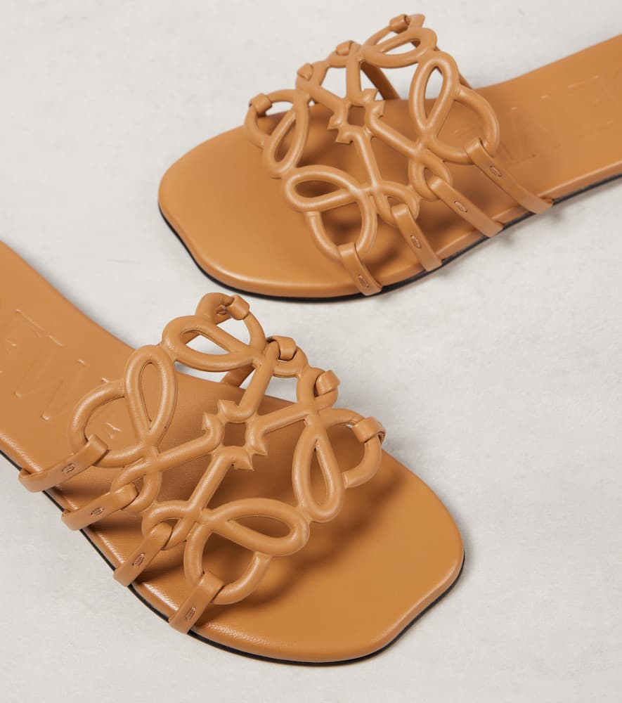 Loewe Petal Anagram leather slides