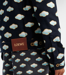 Loewe Printed shearling-trimmed denim jacket