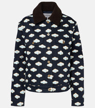 Loewe Printed shearling-trimmed denim jacket