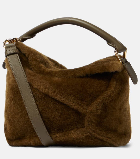 Loewe Puzzle Edge shearling shoulder bag. Shop Loewe Shoulder Bags for women now.